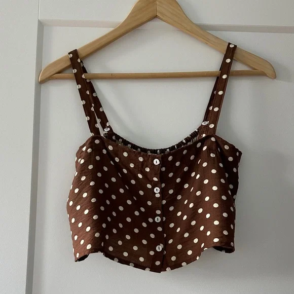 🆕 LE BOP | Brown Polka Dot Crop Top (size S) - Picture 5 of 8